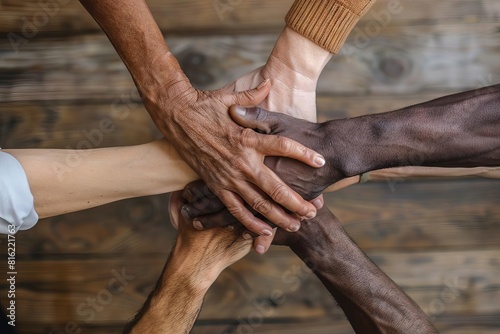 diverse hands holding together inclusive business mindset concept art