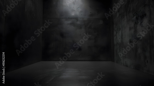 Black dark and gray abstract cement wall and studio room interior texture for display products Room black floor is made of dark plaster for interior decoration or gym for exercise : Generative AI