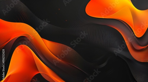 Vibrant orange and black abstract wave design with dynamic textures
