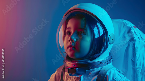 child plays in an astronaut costume and dreams of becoming a spaceman : Generative AI