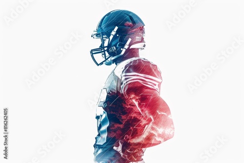 double exposure of american football player standing with his back turned Generative AI