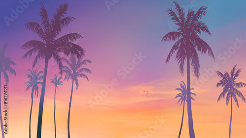 palm trees sunset on the beach