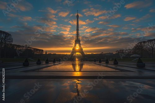 Parisian Sunrise: Captivating View of the Eiffel Tower
