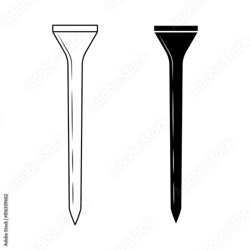 golf tee icon set isolated on white background