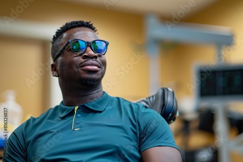 visually impaired male physical therapist diversity and inclusion in healthcare candid portrait