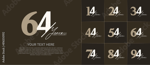 Set of Anniversary Logotype brown and white color with calligraphy can be use for special day celebration