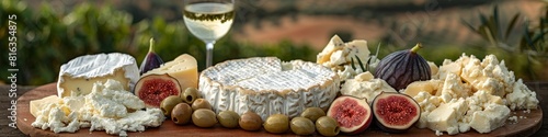 A delightful picnic with a variety of goat cheese, served with figs and wine, overlooking the French countryside. 