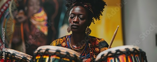 A musician blends traditional African rhythms with contemporary electronic beats, creating a tri-layered soundscape that celebrates Black queer joy
