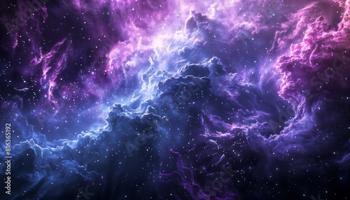 Mystical shades of indigo and violet coalescing into cosmic nebulae for a celestial themed background