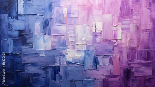 This abstract painting with bold swirls and brushstrokes in shades of purple, blue, and white is a dynamic and expressive work of art. The artist's use of color and movement is captivating
