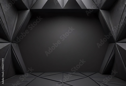 symmetrical black wall copy space with ornament