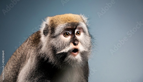 Young cute monkey on blue background 