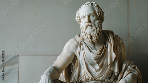 Watercolor Ancient Statue Clipart Antique greek or roman scientist philosopher or mat Antique greek or roman scientist philosopher or mat, Generative Ai