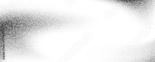 Faded halftone gradient texture. Grunge grit background. White and black sand noise wallpaper. Retro pixelated backdrop. Anime or manga style comic overlay. Vector halftone graphic design template