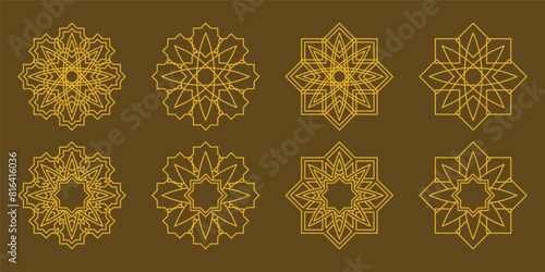 Luxury decorative mandala design background seamless pattern, Islamic ornate illustration in gold color. design for poster ornament, banner, greeting card, social media, web.