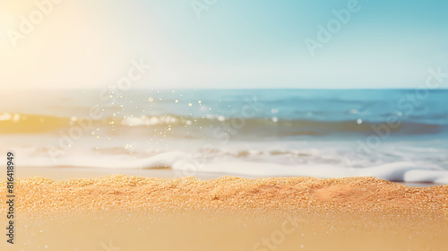 Beautiful sandy beach with gentle waves lapping at the shore