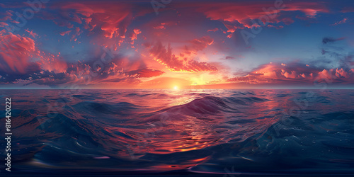 A beautiful sunset over a rough sea