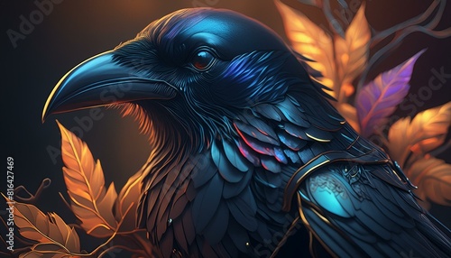 Crow birds , photorealistic, detailed, colorful, high-contrast, crow birds 