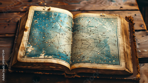 Vintage Book With Constellation Map