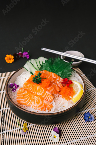 salmon sashimi on a dish