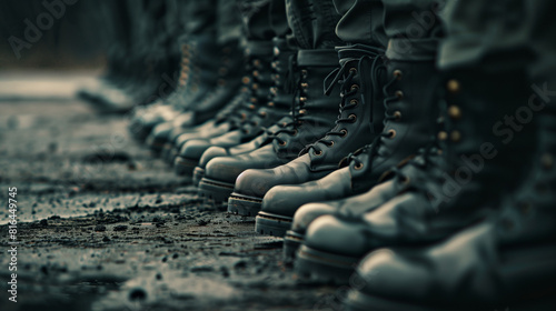 Neat Formation of Lined Military Boots