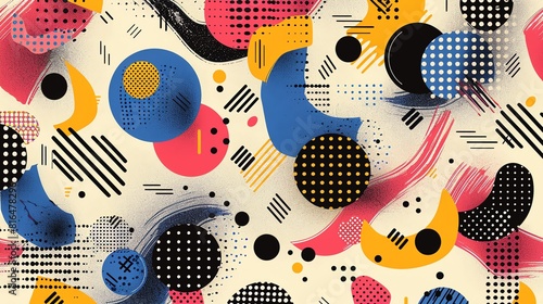 Retro geometric pattern, 80s inspired colors and shapes with a nostalgic feel