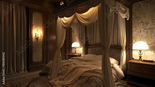 Elegant Baroque Sanctuary A Serene Bedroom Oasis of Luxury and Comfort
