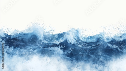 Blue water wave on white background.