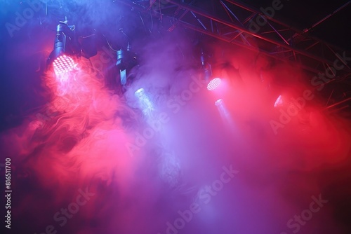 mixture of dj lights and fog machine in club
