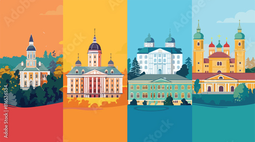 Four of Belarus country buildings famous places 