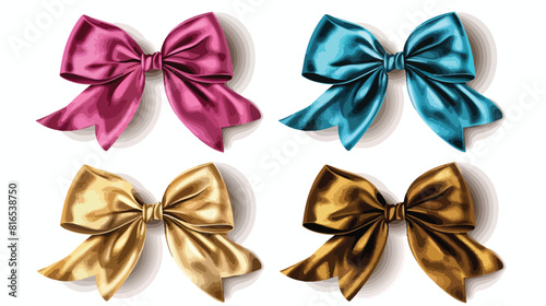 Four of elegant colorful realistic silk bows