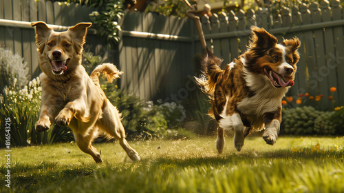 Backyard Romp: Playful Dogs in Action