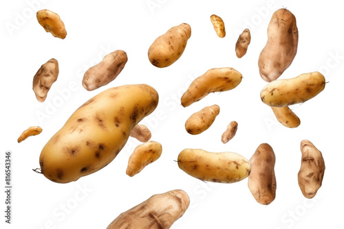 Dancing Potatoes: A Gravity-Defying Symphony on White or PNG Transparent Background.