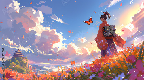 The girl frees the butterfly from the notion of freedom from the moment.