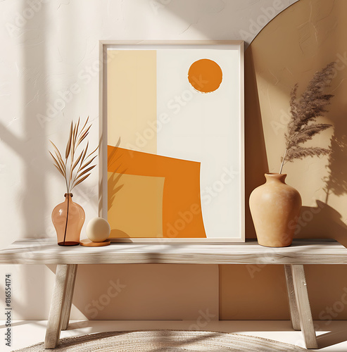 le, in the style of childlike illustrations, organic geometric shapes, earthy textures, uhd image, light orange and dark beige, franciszek starowieyski, nikolai lockertsen