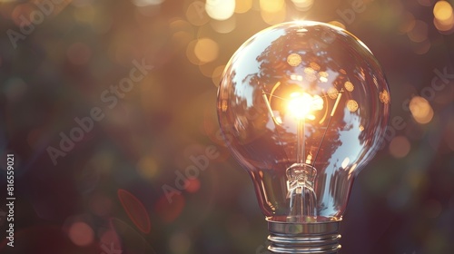 Closeup on an energyefficient lightbulb, representing small steps towards mitigating global warming