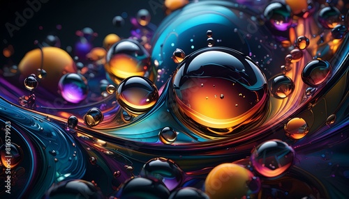 "Chromatic Flourish: Detailed Exploration of Oil in Water" 