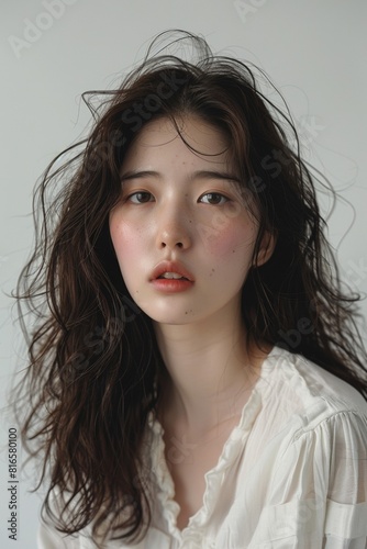 Sweet-Faced Korean Girl with Permed Waves 