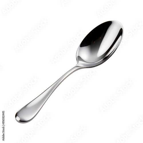 Shiny Silver Teaspoon on Isolated Background.