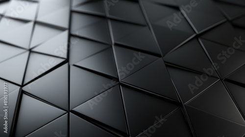 Black 3D triangular background create a geometric pattern on a wall, Ai Generative