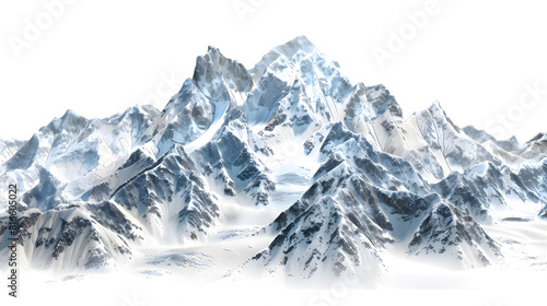 Snowy mountains isolated on transparent background