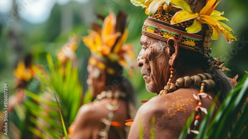 Papua New Guinea Huli Wigmen in traditional dress