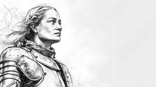 Joan of arc - pencil sketch or drawing with copy space