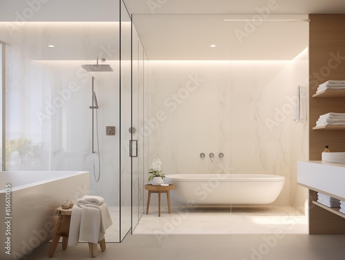 Modern Bathroom Interior Bathed in Morning Light