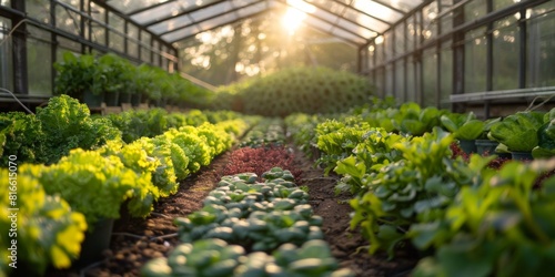 A greenhouse growing organic exotic vegetables in a rural setting.