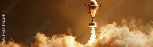 Shuttle launch trophy into the cosmos, piercing through clouds, on a voyage to uncharted planets,