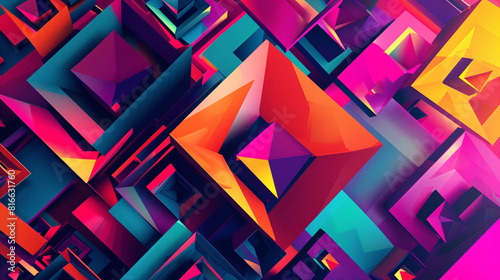 Looping background of abstract geometric shapes, colorful and vibrant, endlessly entertaining