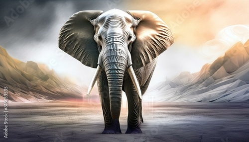 An african elephant in the dessert 