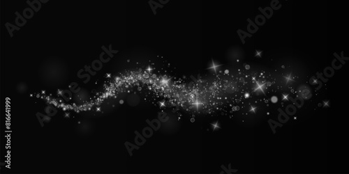 Magic golden wind png festive isolated on transparent background. Golden comet png with sparkling stars and dust.