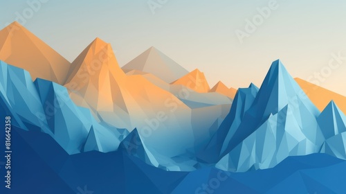 A low poly render of a mountain range in the style of 'Monument Valley' AIG51A.